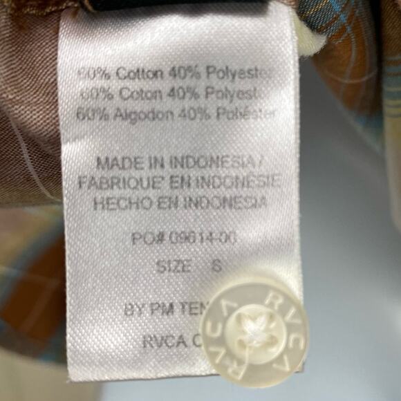 RVCA Plaid Short Sleeve Shirt Sz S - Picture 5 of 6